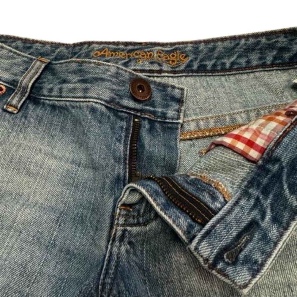 American Eagle Blue Jean Shorts Size 4 Distressed Pockets Zip Front NWT - Picture 11 of 16